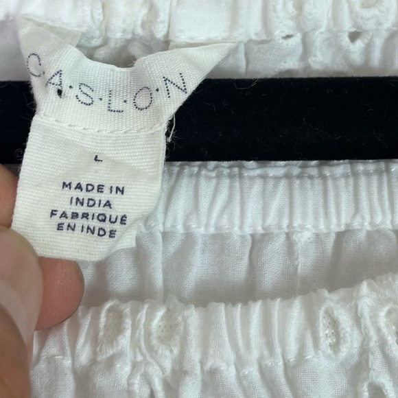 CASLON White Eyelet Cotton Top Short Sleeve Blouse - Picture 13 of 15